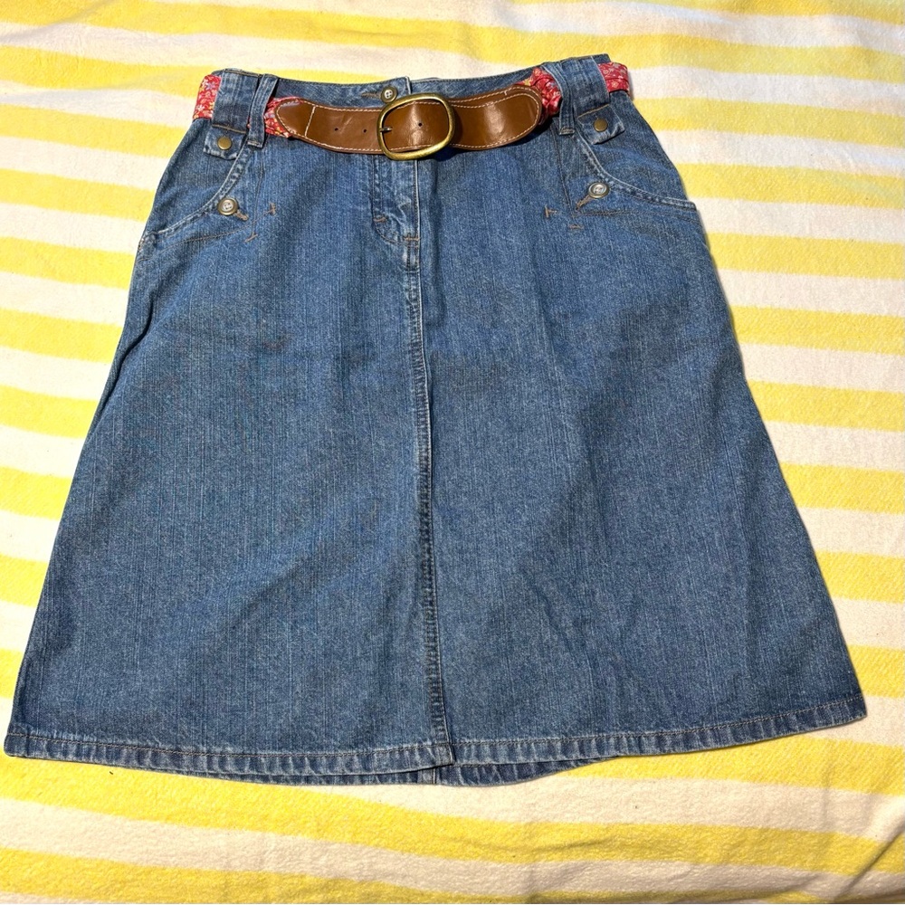Christopher & Banks Denim A-Line Skirt with Removable Belt, Size 4, NWT